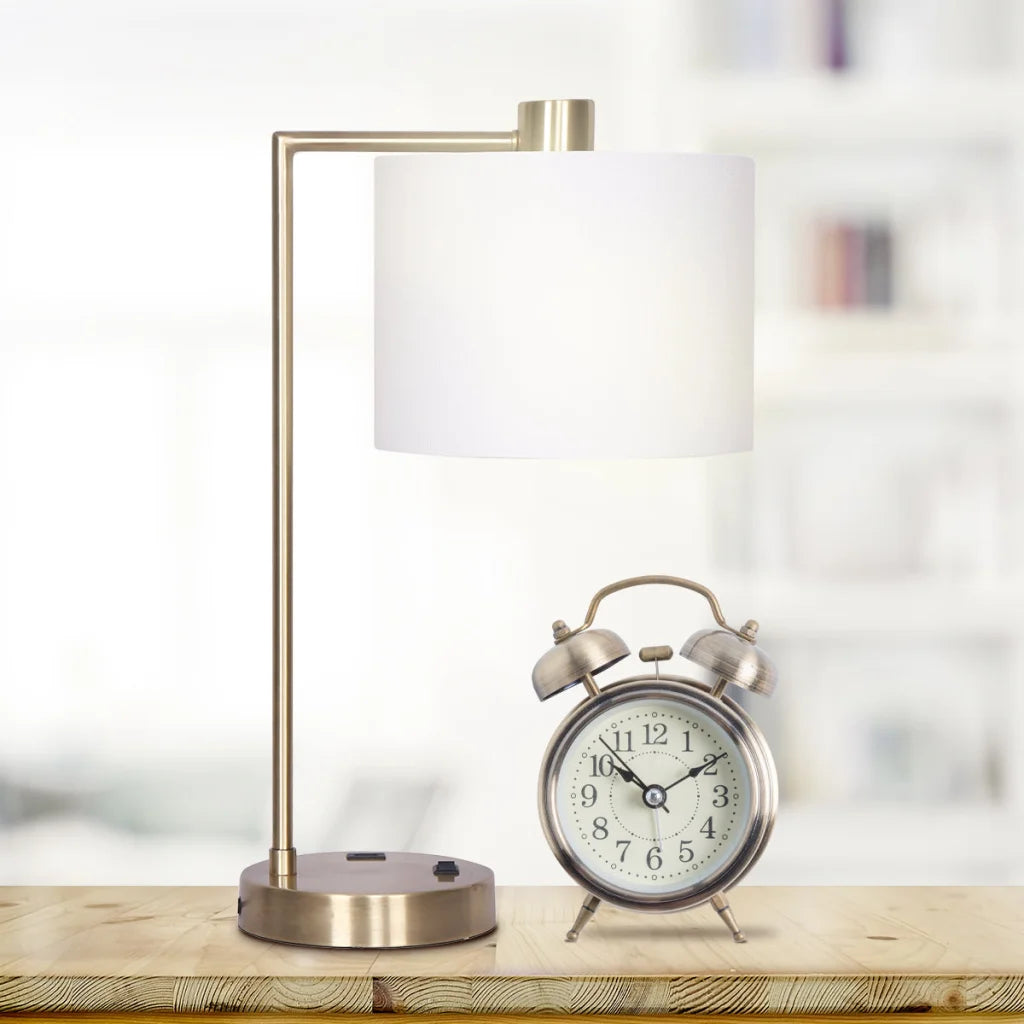 Sarantino Metal Task Lamp with USB Charging Port Antique
