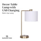 Sarantino Metal Task Lamp with USB Charging Port Antique