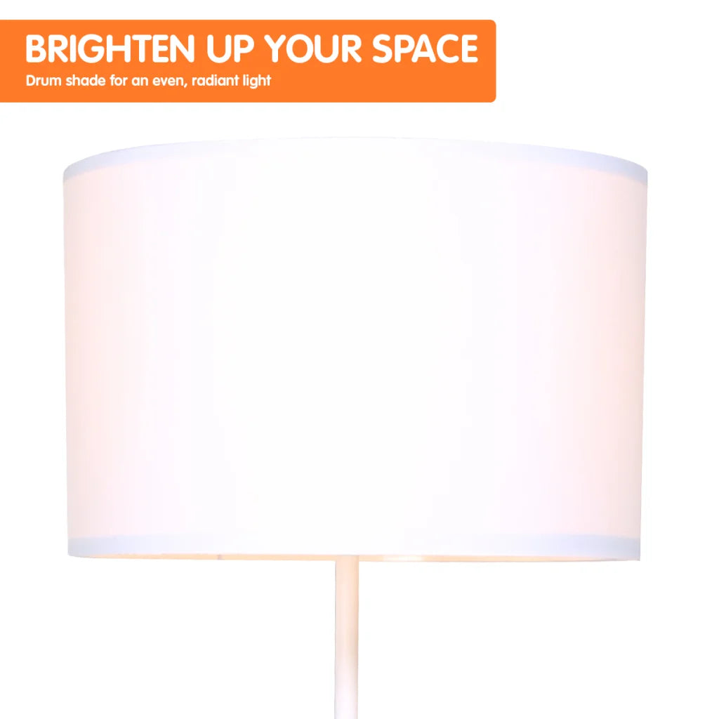 Sarantino Metal Tripod Floor Lamp Shade with Wooden Table