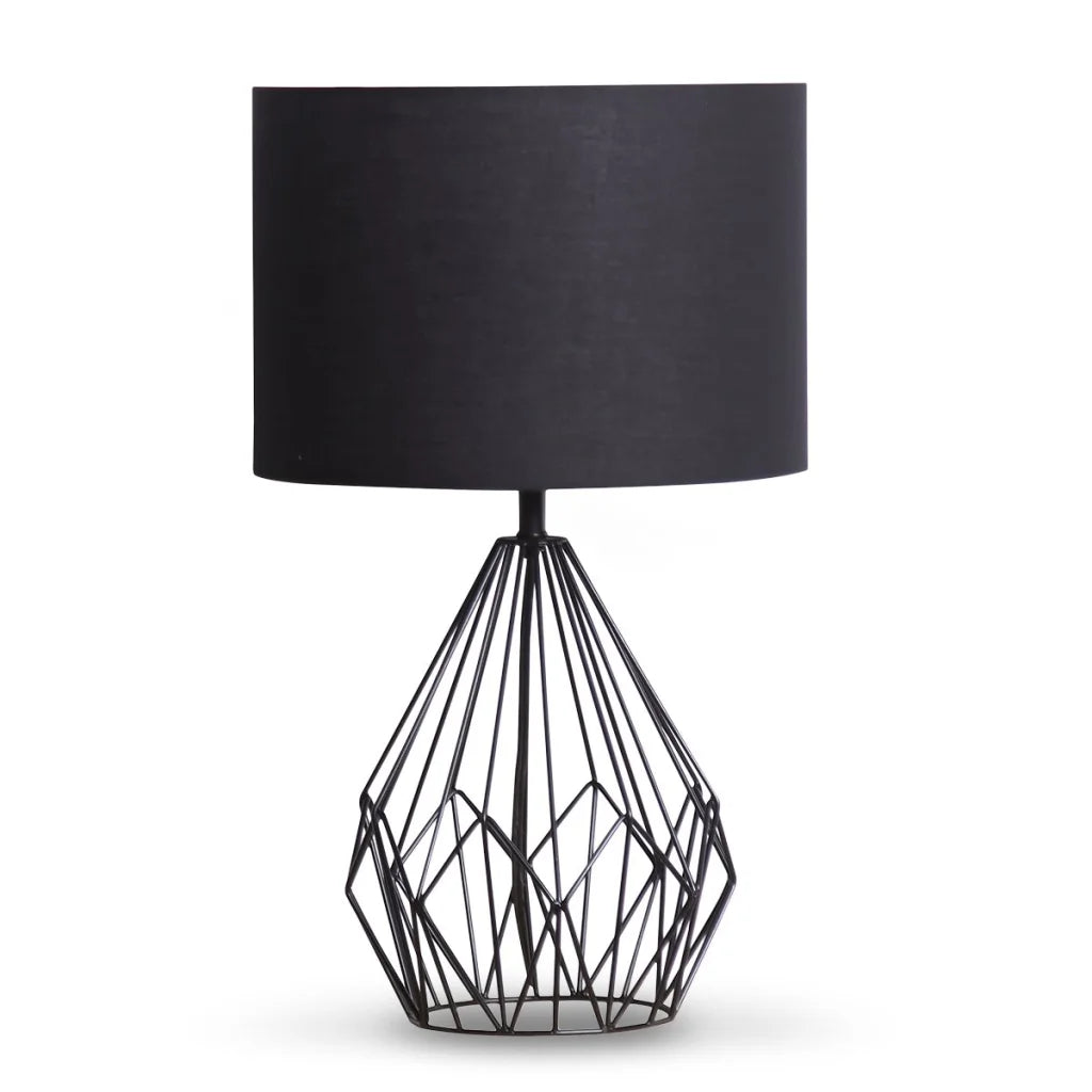 Sarantino Metal Wire Table Lamp in Black Finish With Black