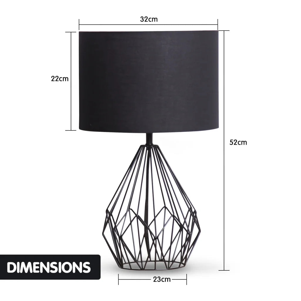 Sarantino Metal Wire Table Lamp in Black Finish With Black