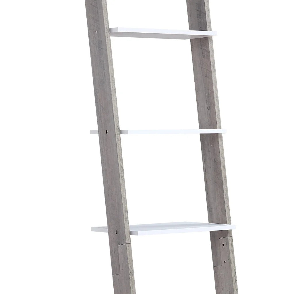 Sarantino Mira 5-tier Ladder Shelf In White And Grey Oak