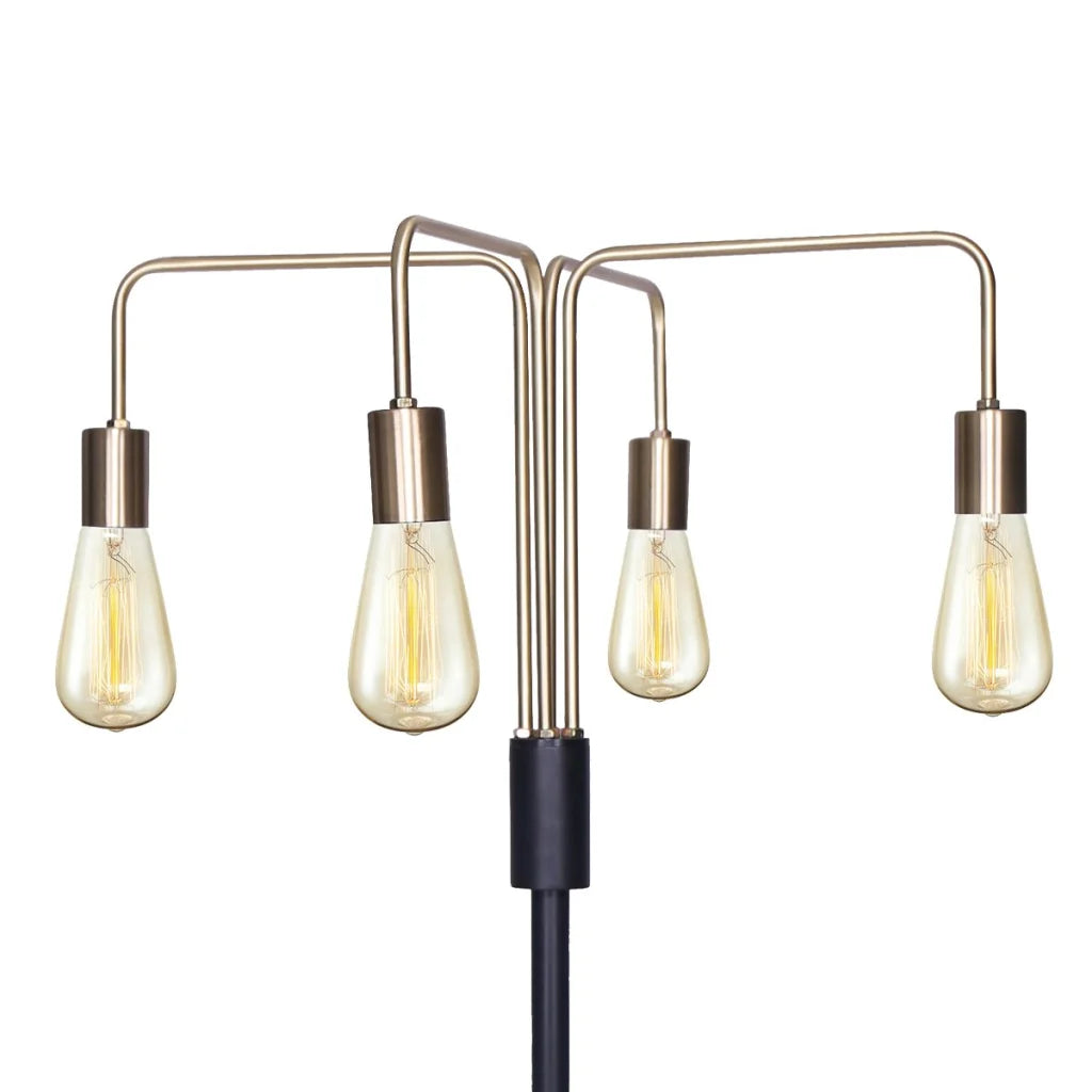 Sarantino Modern Exposed Bulb 4-Arm Industrial Light Floor