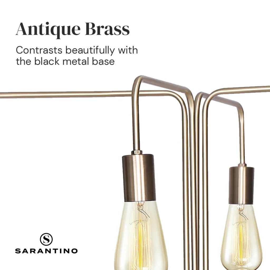 Sarantino Modern Exposed Bulb 4-Arm Industrial Light Floor