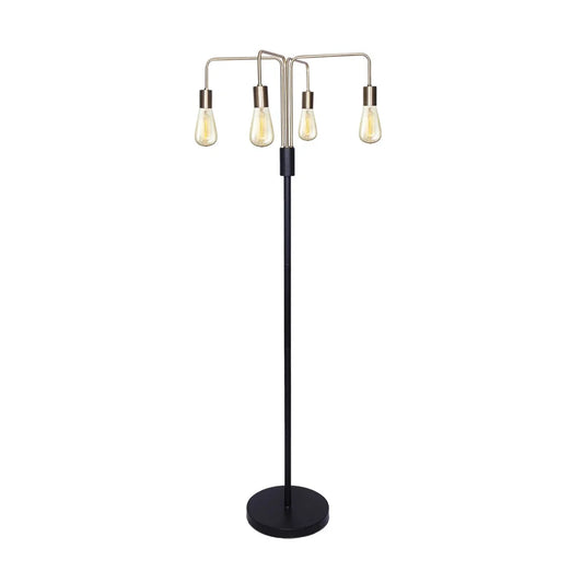 Sarantino Modern Exposed Bulb 4-Arm Industrial Light Floor