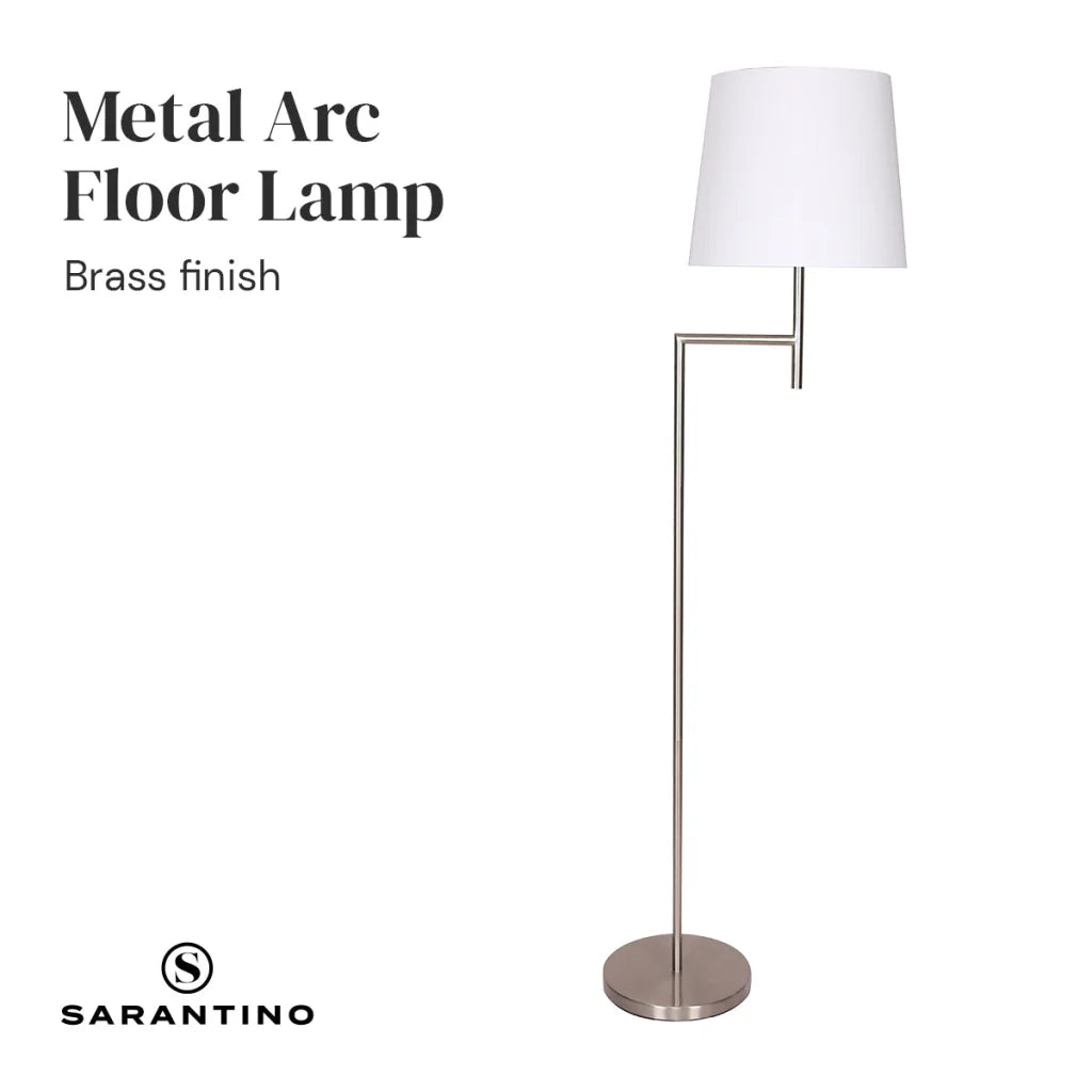 Sarantino Nickel Metal Arc Floor Lamp - Home & Garden >