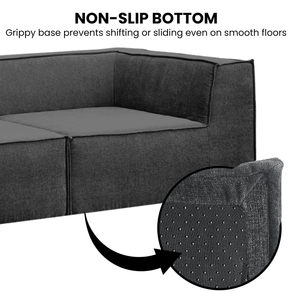 Sarantino Novi 3-Seater Modular Sofa with Ottoman in Black