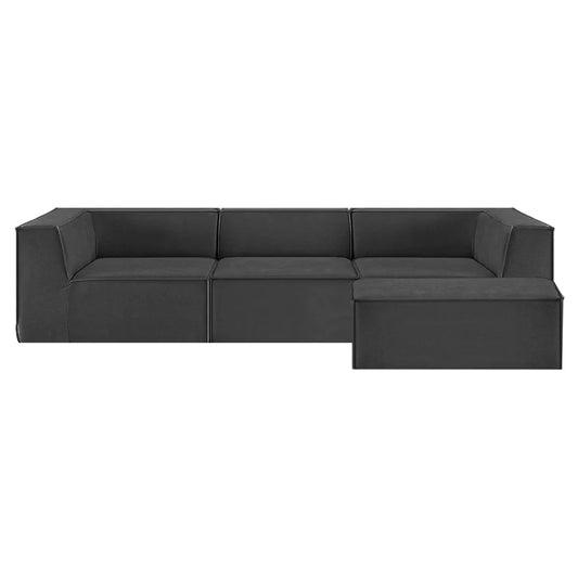 Sarantino Novi 3-Seater Modular Sofa with Ottoman in Black