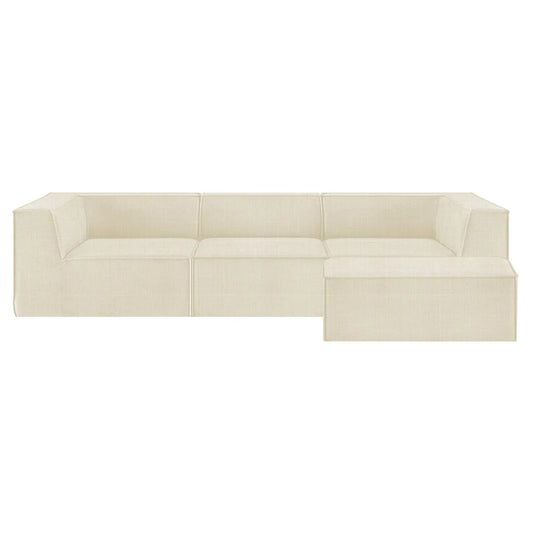 Sarantino Novi 3-Seater Modular Sofa with Ottoman in Cream
