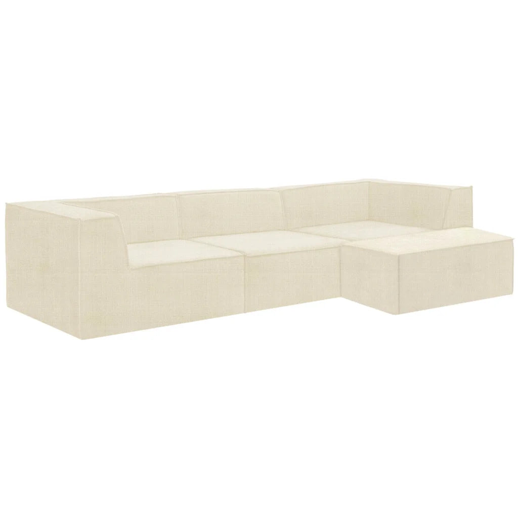 Sarantino Novi 3-Seater Modular Sofa with Ottoman in Cream