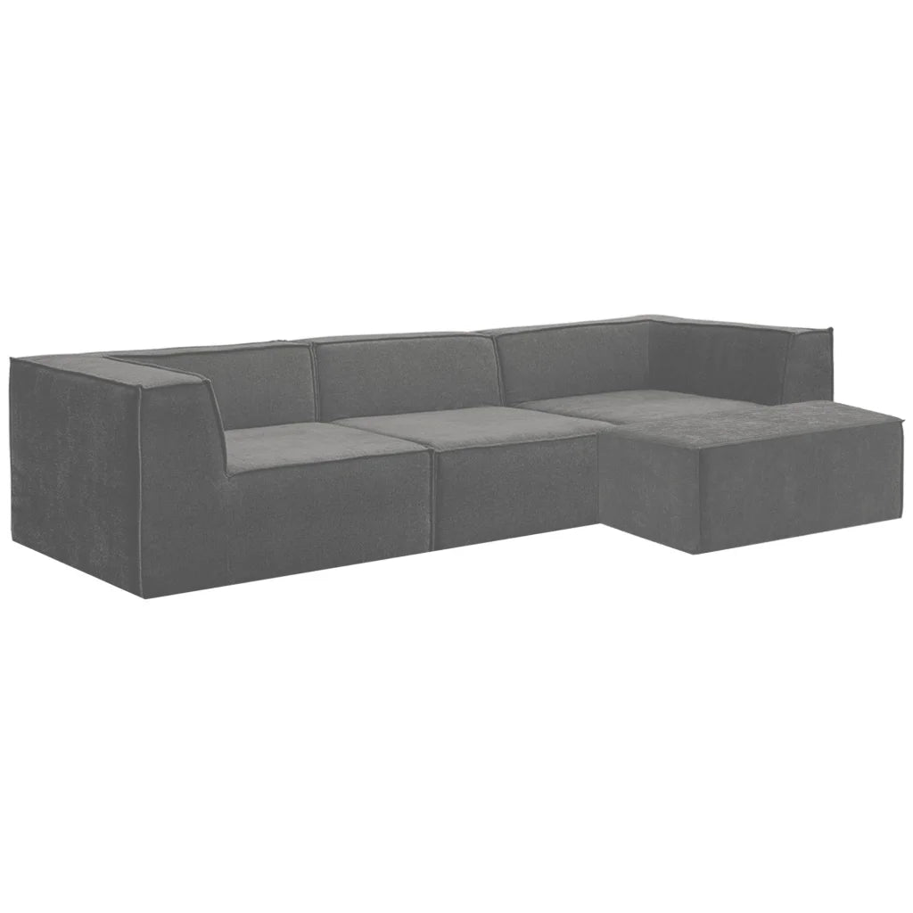 Sarantino Novi 3-Seater Modular Sofa with Ottoman in Grey