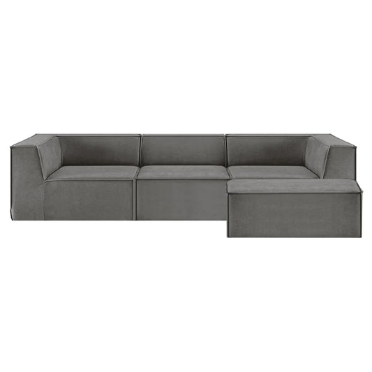 Sarantino Novi 3-Seater Modular Sofa with Ottoman in Grey