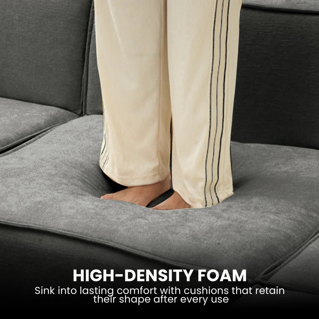 Sarantino Novi 3-Seater Modular Sofa with Ottoman in Grey