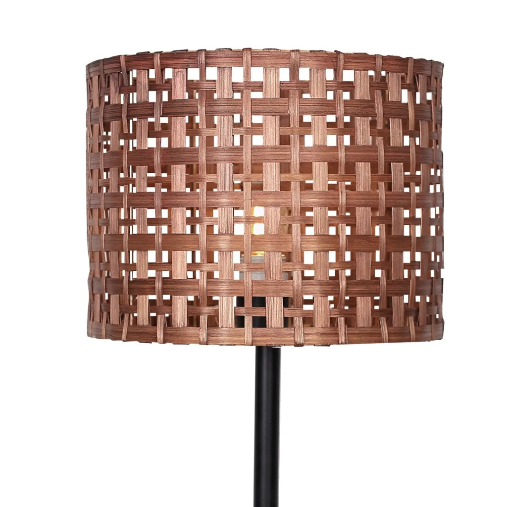 Sarantino Rattan Desk Lamp With Black Marble Base - Home &