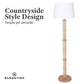 Sarantino Rattan Floor Lamp With Ghost-White Linen Shade