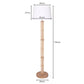 Sarantino Rattan Floor Lamp With Ghost-White Linen Shade