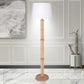 Sarantino Rattan Floor Lamp With Ghost-White Linen Shade