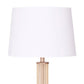 Sarantino Rattan Floor Lamp With Ghost-White Linen Shade