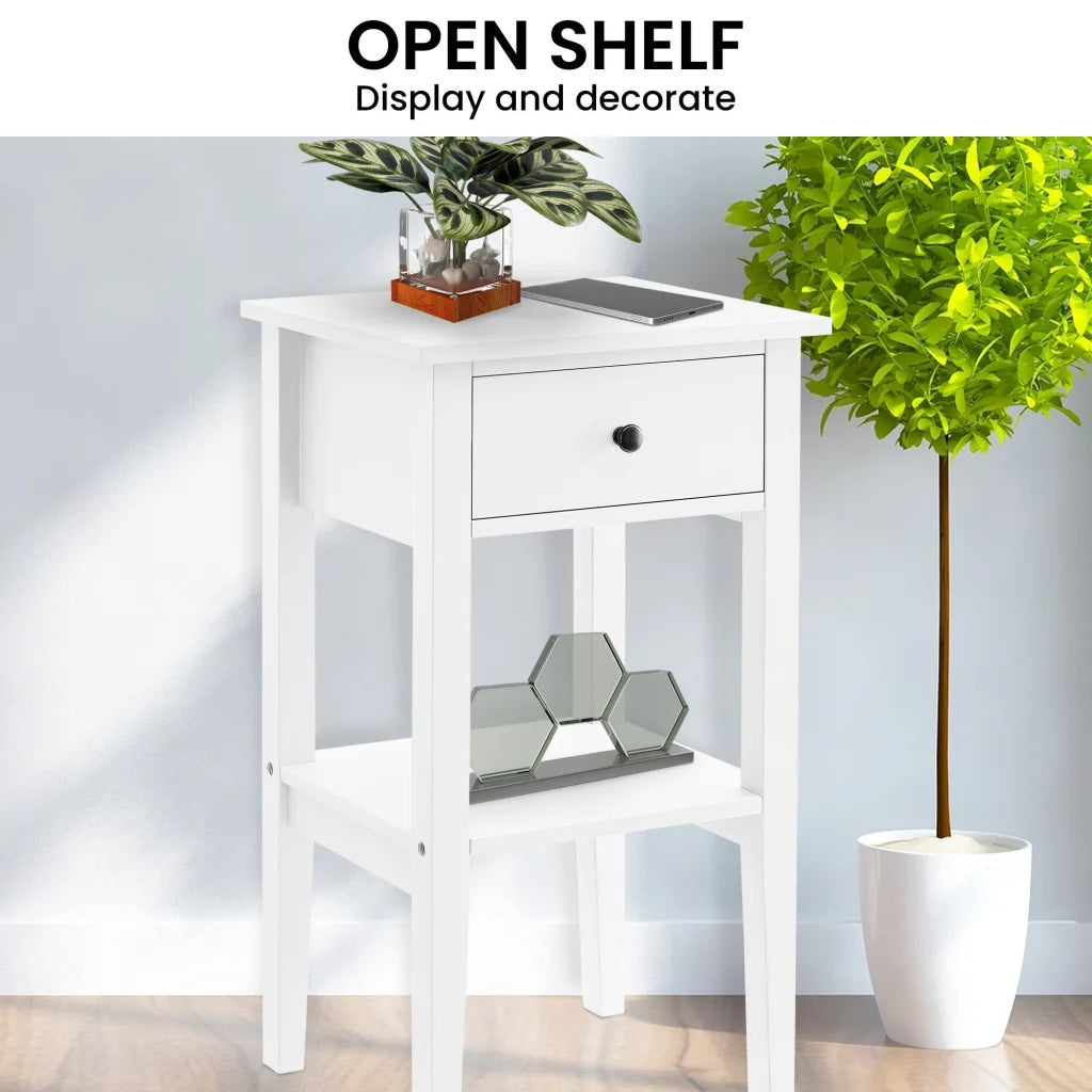 Sarantino Rue Bedside Table in White - Furniture > Bar