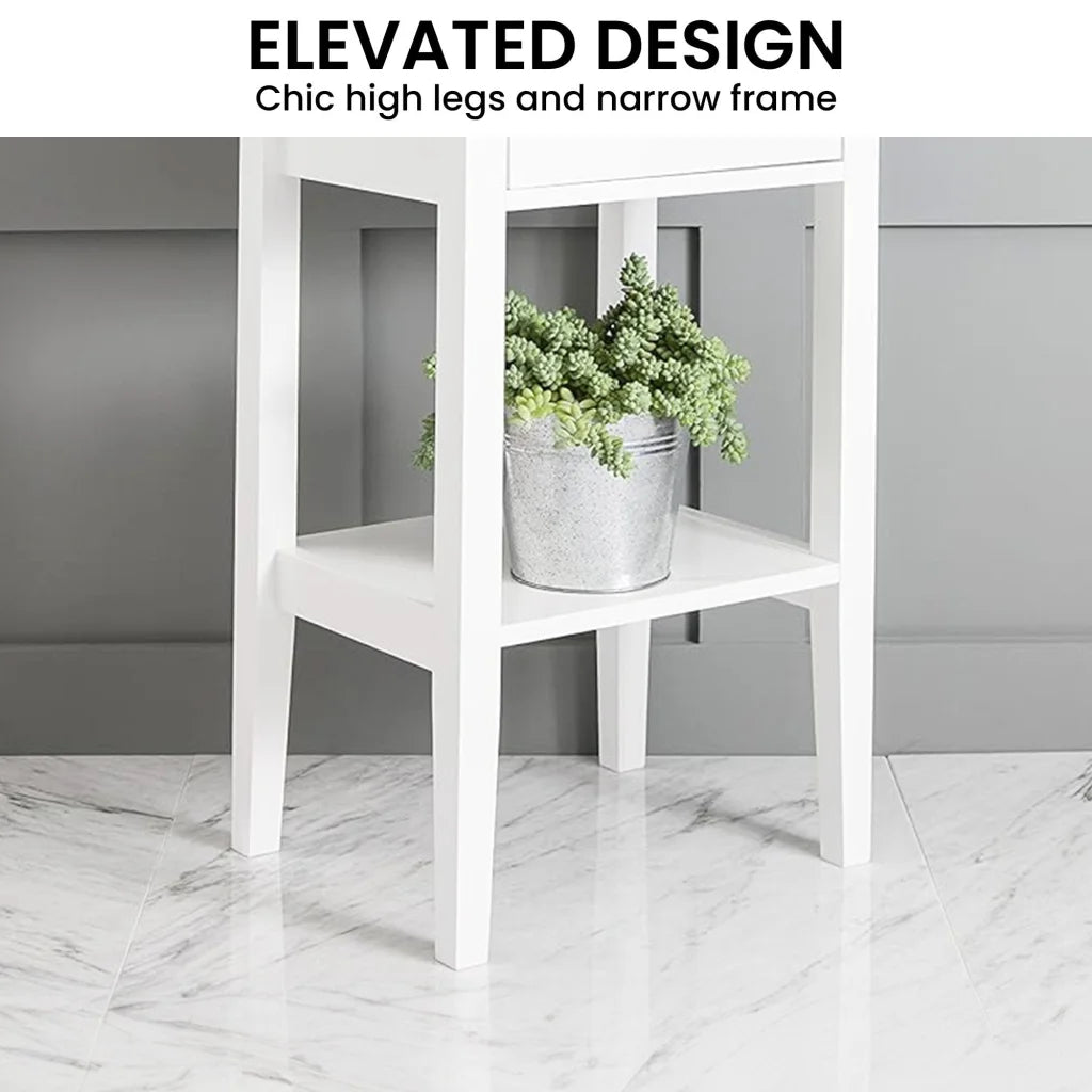 Sarantino Rue Bedside Table in White - Furniture > Bar