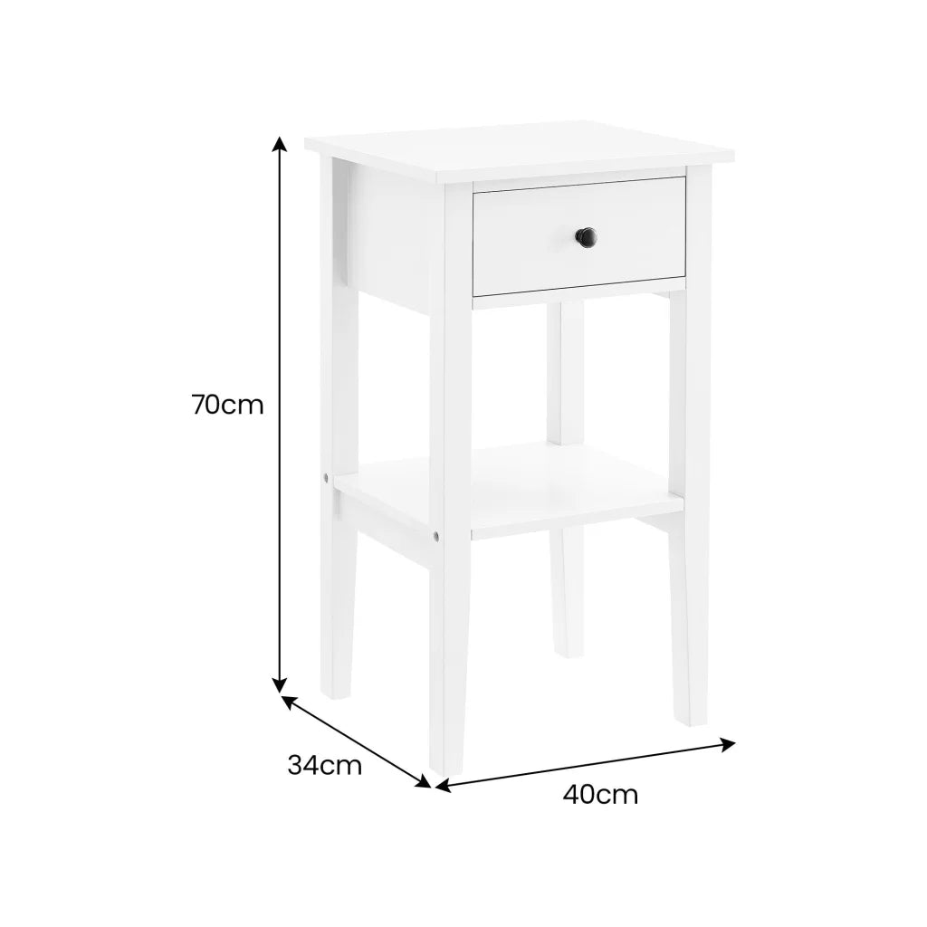 Sarantino Rue Bedside Table in White - Furniture > Bar