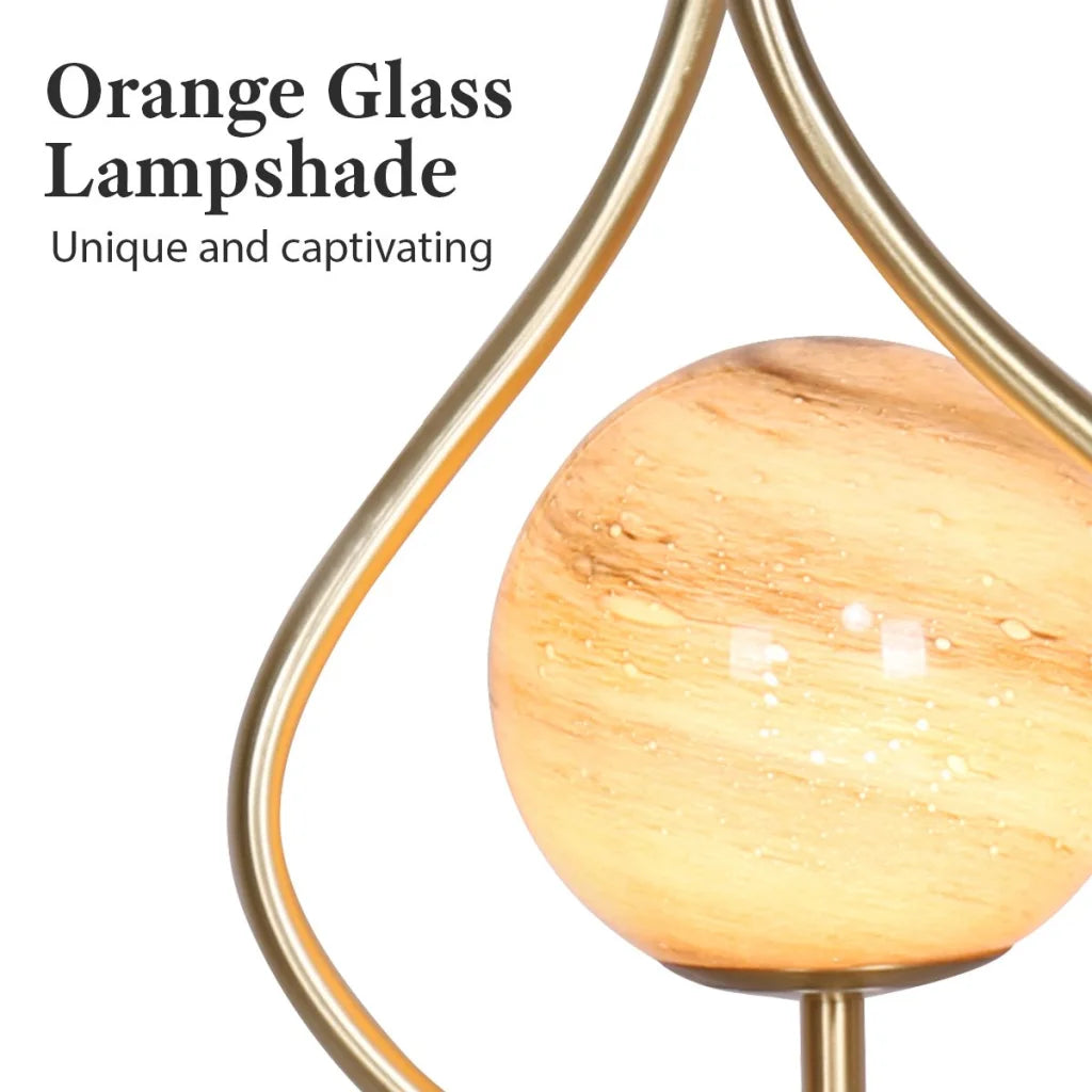 Sarantino Sculptural Orange Glass Table Lamp With White