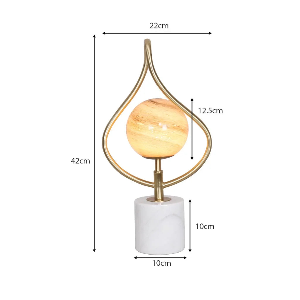 Sarantino Sculptural Orange Glass Table Lamp With White
