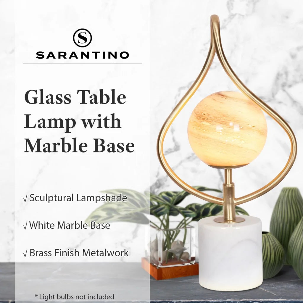 Sarantino Sculptural Orange Glass Table Lamp With White