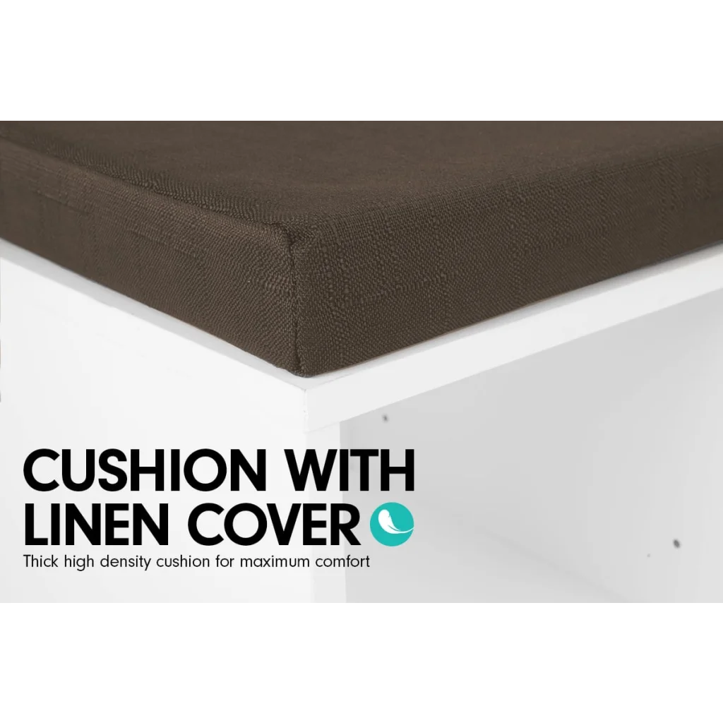 Sarantino Shoe Rack Cabinet Organiser Brown Cushion Bench