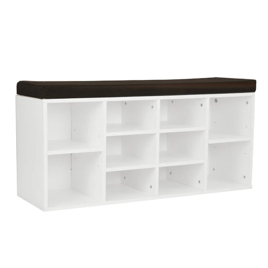 Sarantino Shoe Rack Cabinet Organiser Brown Cushion Bench