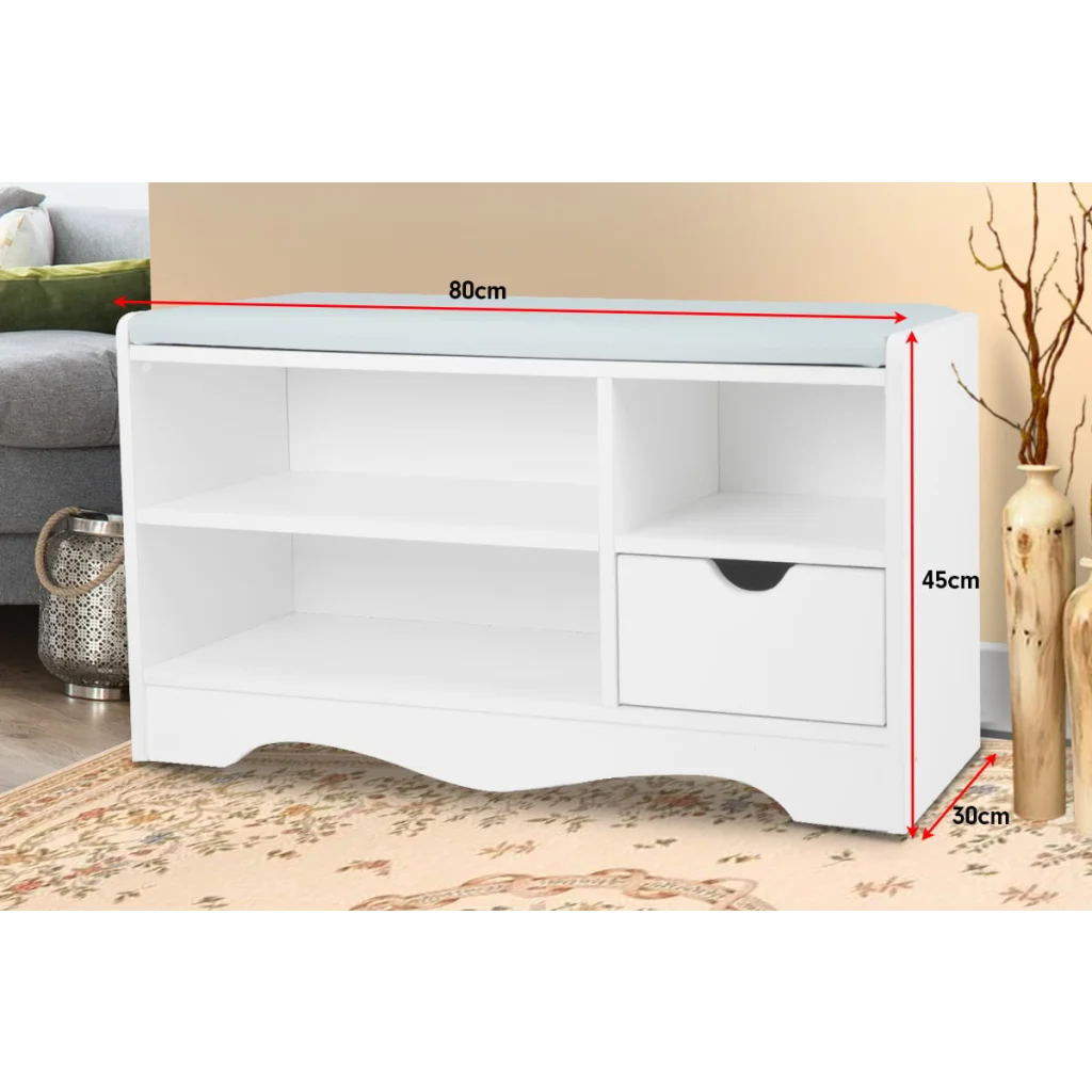 Sarantino Shoe Rack Cabinet Organiser Grey Cushion Stool