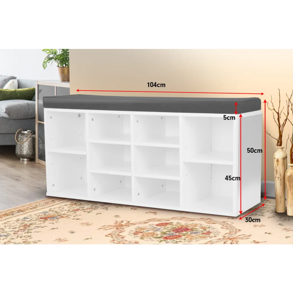 Sarantino Shoe Rack Cabinet Organiser Grey Cushion Sttol