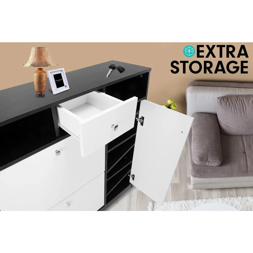 Sarantino Shoe Rack Cabinet Wooden Storage Organiser Shelf