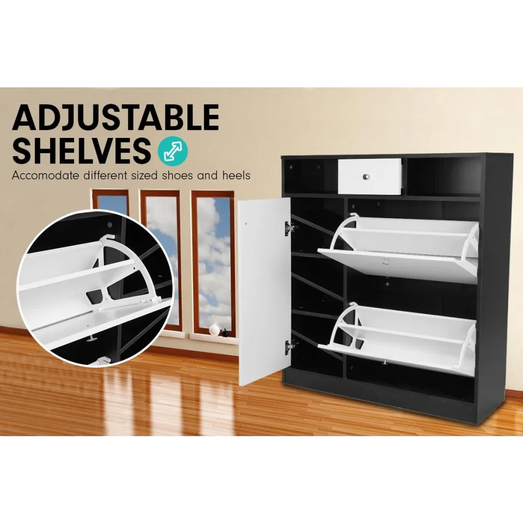 Sarantino Shoe Rack Cabinet Wooden Storage Organiser Shelf