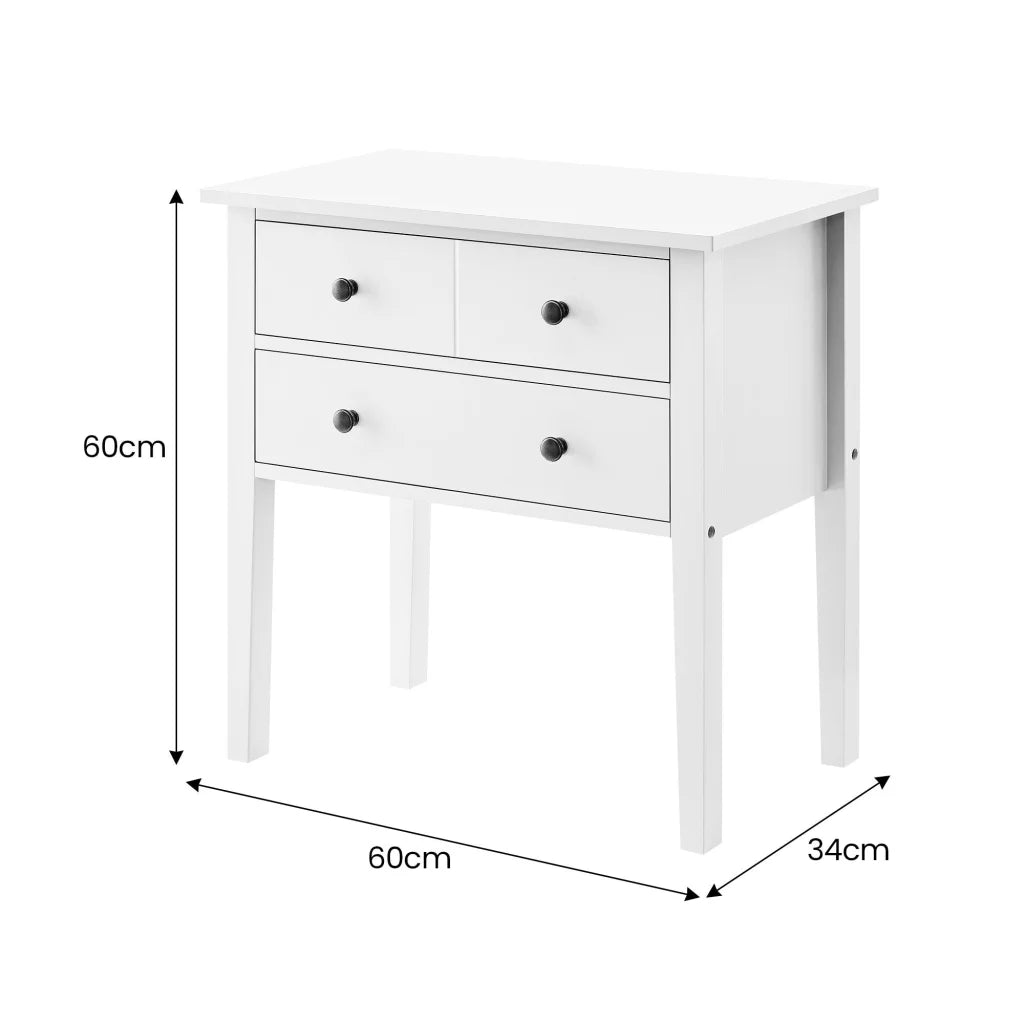 Sarantino Sven Bedside Table Night Stand - White