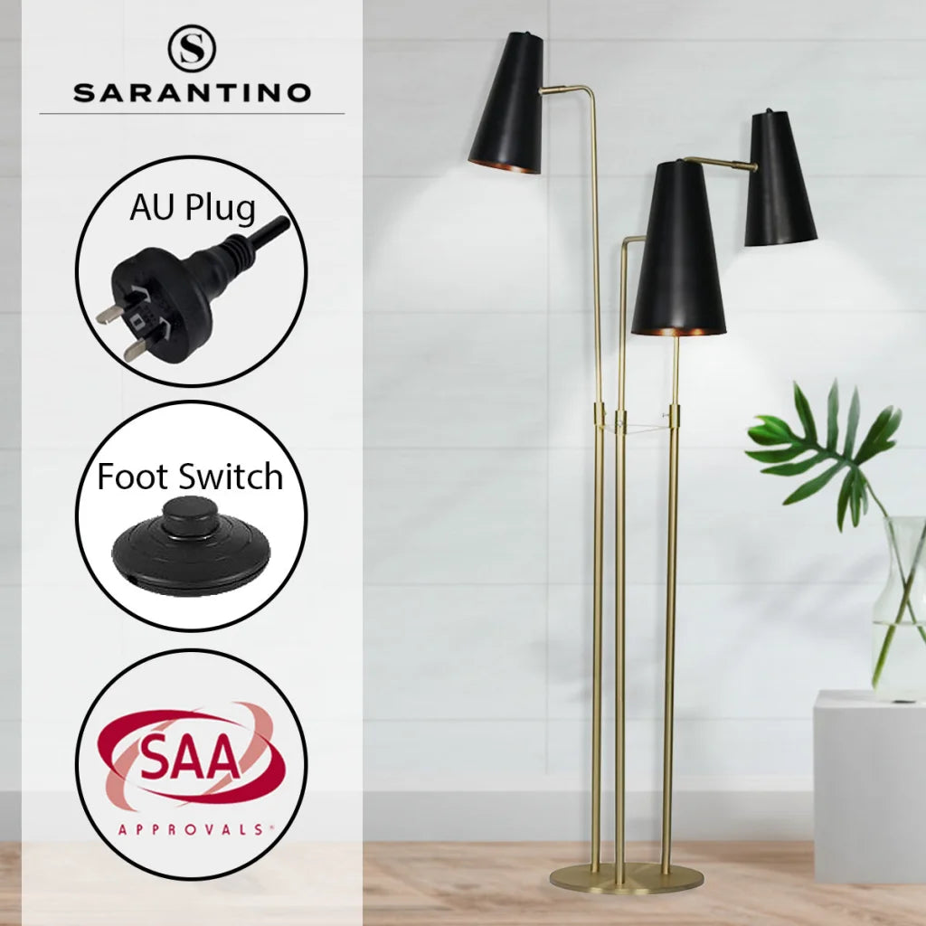 Sarantino Three Metal Shade Floor Lamp - Home & Garden >