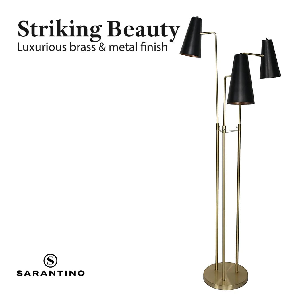 Sarantino Three Metal Shade Floor Lamp - Home & Garden >