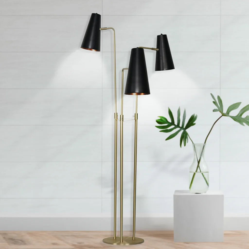 Sarantino Three Metal Shade Floor Lamp - Home & Garden >