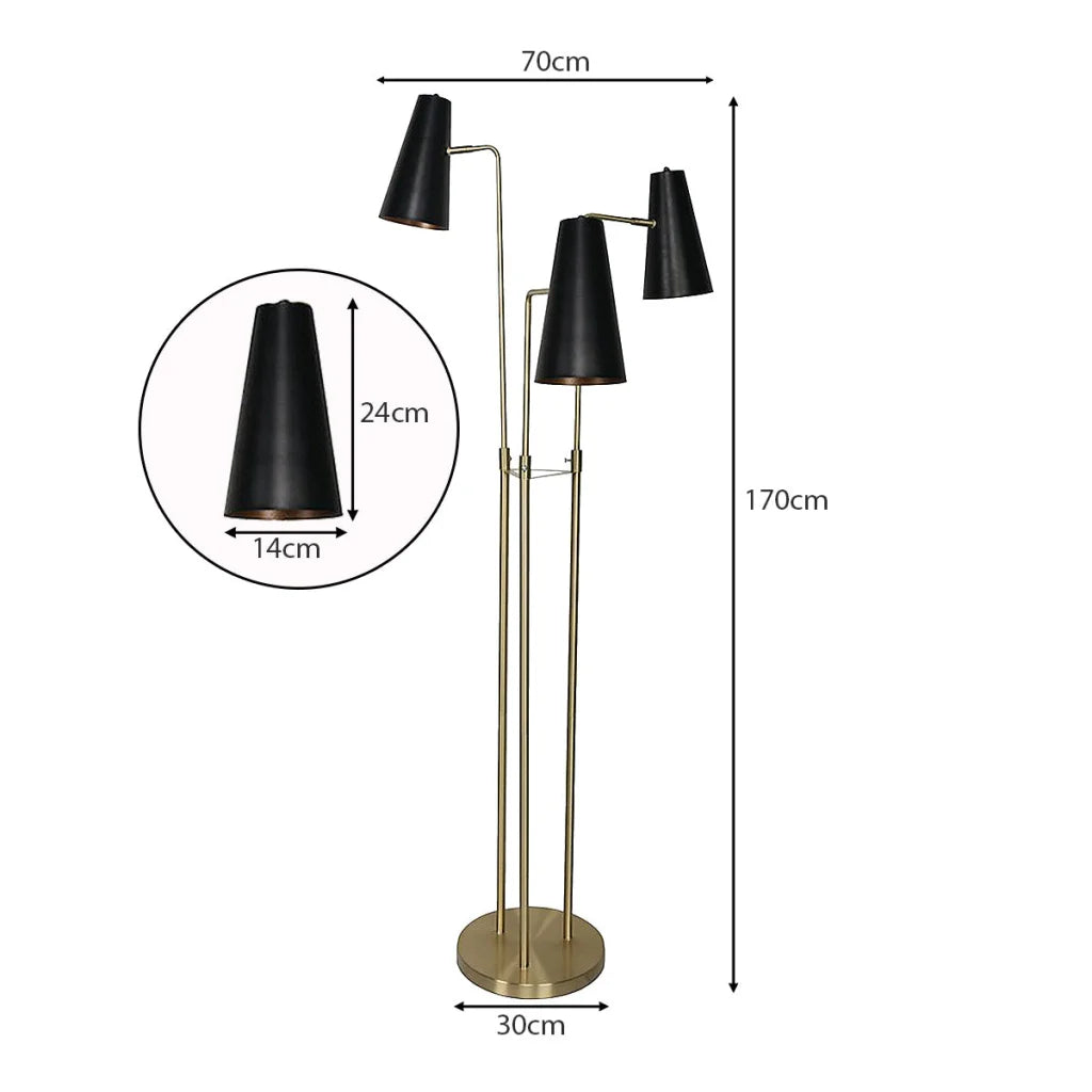 Sarantino Three Metal Shade Floor Lamp - Home & Garden >
