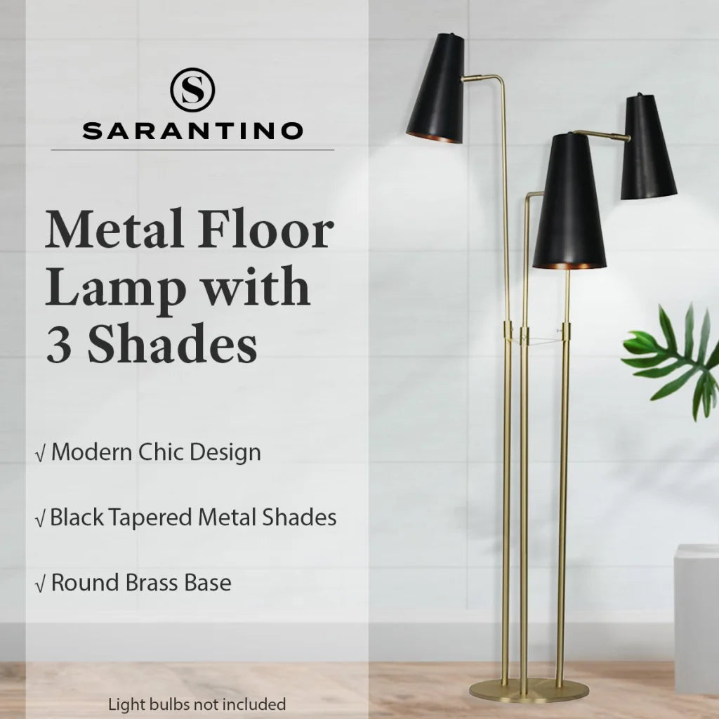 Sarantino Three Metal Shade Floor Lamp - Home & Garden >