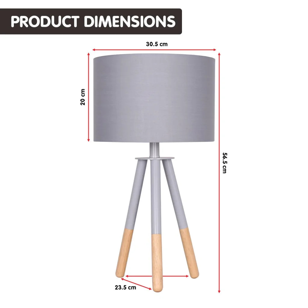 Sarantino Tripod Desk Lamp in Metal & Wood Nordic