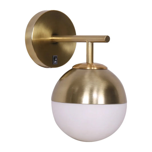 Sarantino Wall Lamp with Gold Metal Base and White Glass