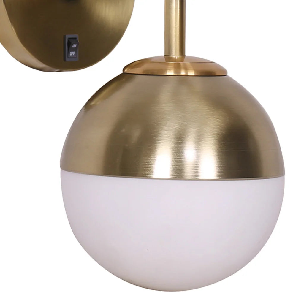 Sarantino Wall Lamp with Gold Metal Base and White Glass