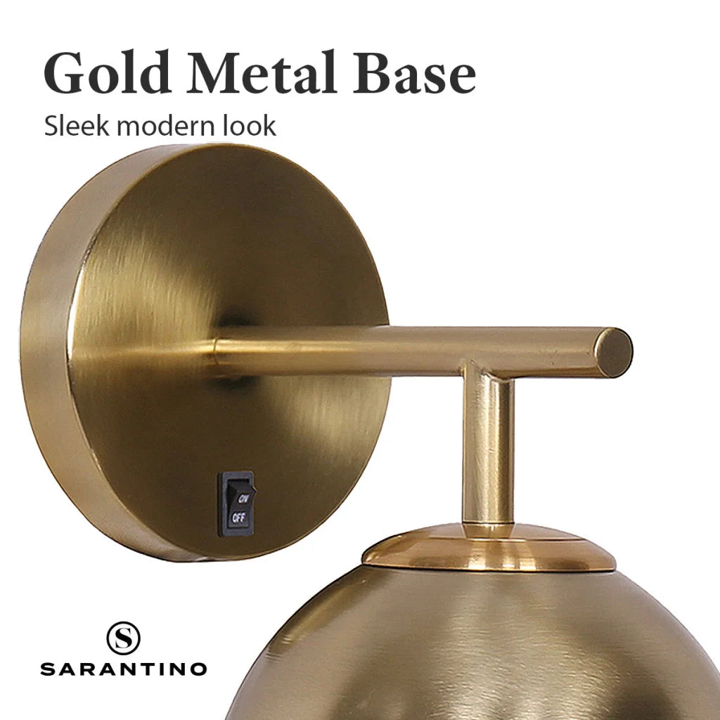 Sarantino Wall Lamp with Gold Metal Base and White Glass