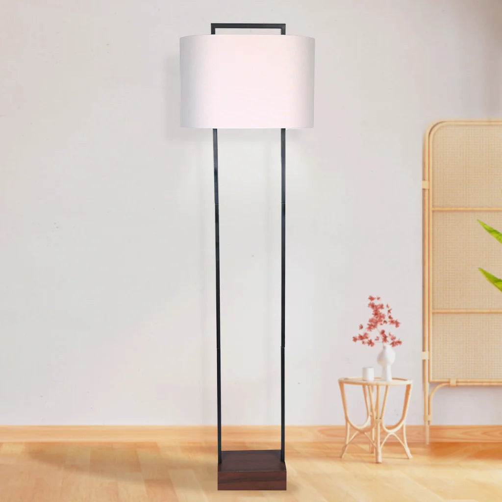 Sarantino Wood Floor Lamp in Cherry Finish - Home & Garden