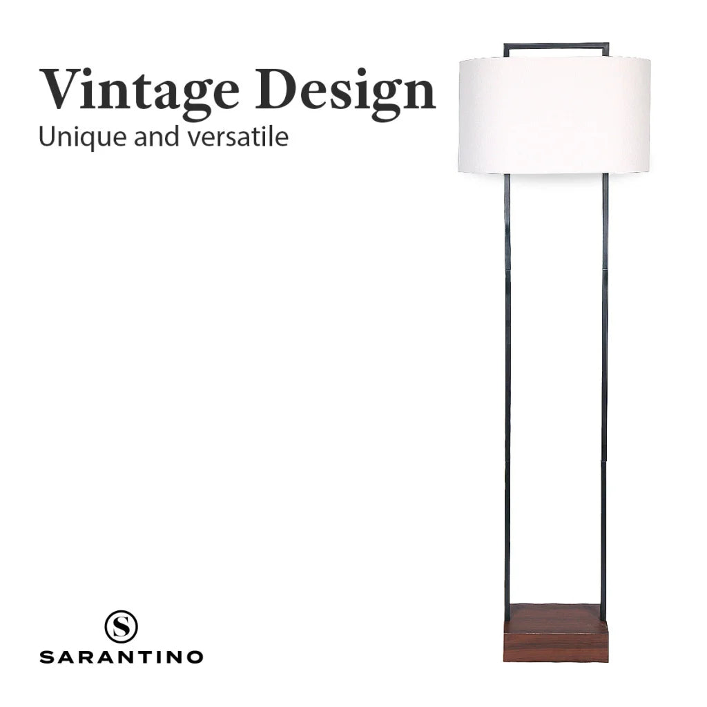 Sarantino Wood Floor Lamp in Cherry Finish - Home & Garden