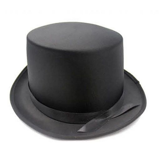Black satin top hat with costume party cap fancy