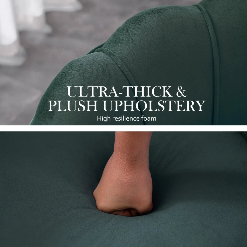 Scallop Green Armchair Lounge Chair Accent Velvet