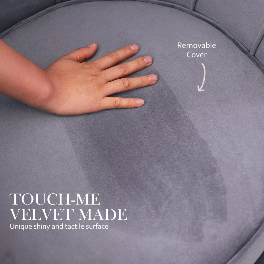 Scallop Grey Armchair Lounge Chair Accent Velvet