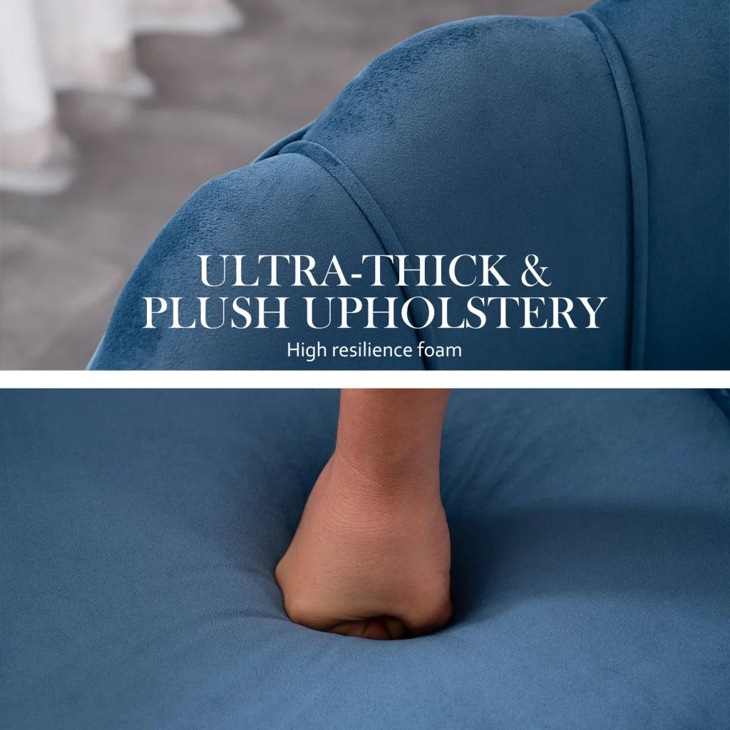 Scallop Navy Blue Armchair Lounge Chair Accent Velvet